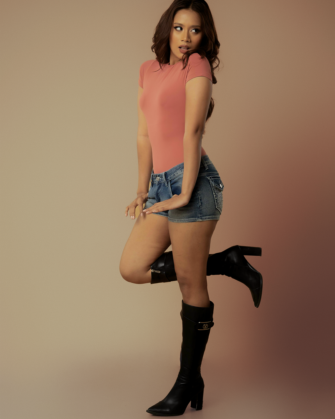 Short Sleeve Waist and Abdomen Shaping Body Konturing Suit - Blush